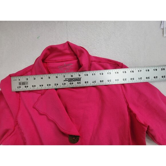 Neon Buddha Womens Button Front Collared Lettuce Trim Blouse Jacket Pink Medium - Picture 4 of 6